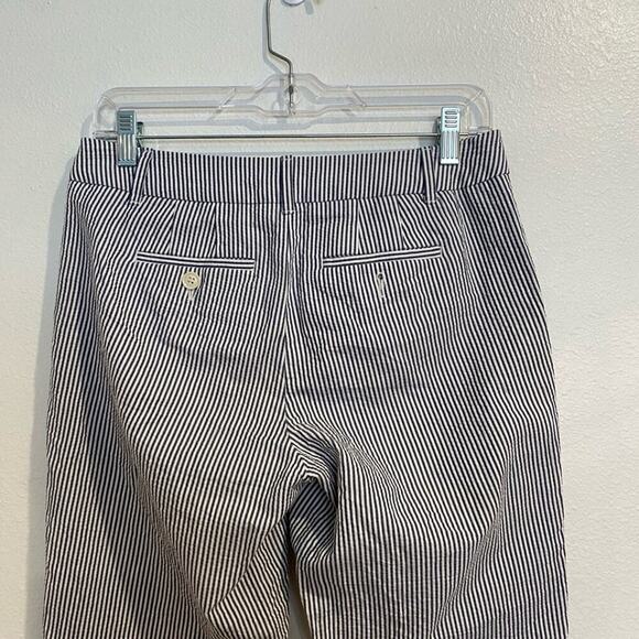 Talbots Chelsea Navy Striped Straight Leg Crop Pant Sz 2P - Picture 7 of 10